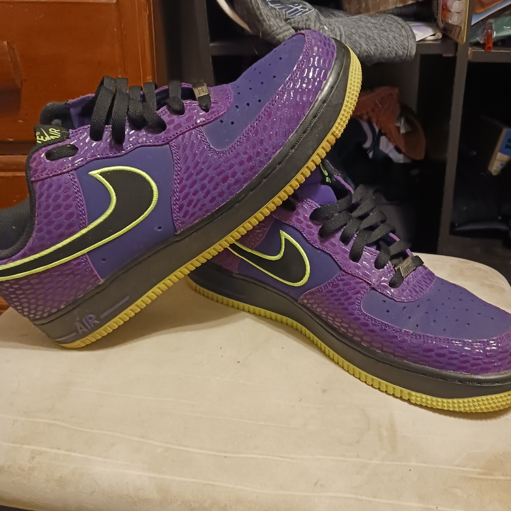Nike Purple and Lime Green Air Sneakers
